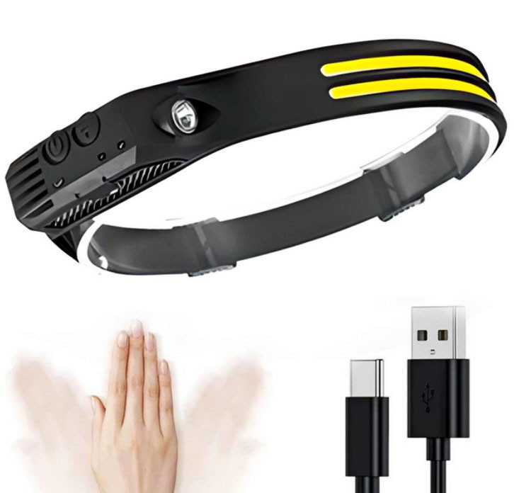 Потужний якісний акумуляторний налобний ліхтар COBA CB-689-2 гнучкий ліхтарик на голову з датчиком руху, фото 1