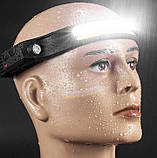 Потужний якісний акумуляторний налобний ліхтар COBA CB-689-2 гнучкий ліхтарик на голову з датчиком руху, фото 4