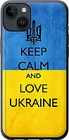 Чехол на iPhone 14 Plus Keep calm and love Ukraine v2 силиконовый