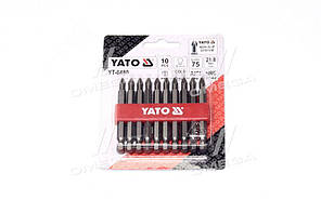 Насадки викруткови: "Philips" PН2 x 75 мм. HEX 1/4". 10 шт [25/200], пакив(YATO ) YT-0480 UA58