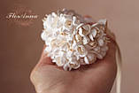 Весільний браслет для нареченої або свідка з квітами ручної роботи "Повітряний айворі"., фото 4