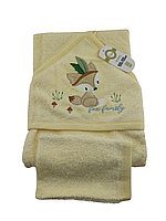 Детское полотенце конверт Турция для новорожденного подарок желтый (ХДН118)