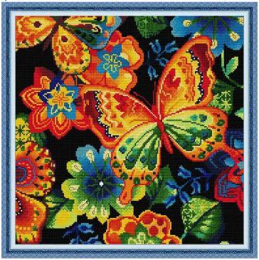 Набір для вишивання за нанесеною на канву схемою "Butterfly 10". AIDA 14CT printed 40*40 см