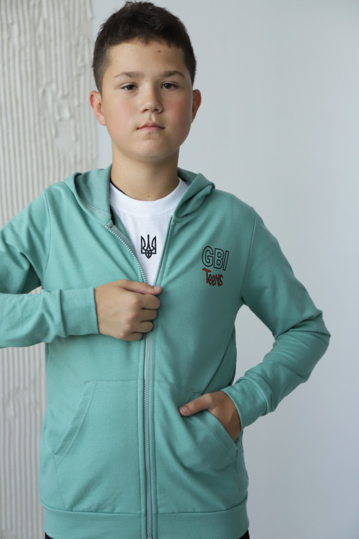 Кофта дитяча для підлітка на блискавці GBI teens Оливковий на зріст 140 (13757)