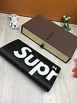 Клатч портмоне LouiS Vuitton Supreme на кнопці унісекс (зелений, червоний, синій, чорний), фото 2