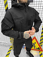 Комплект куртка штаны софтшел черный Мужской рабочий костюм для патрульной полиции