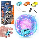 Блакитна міні машинка з лазером у прозорій колбі Rapid Monster, скажена іграшка SUNROZ S168, спінер, фото 7