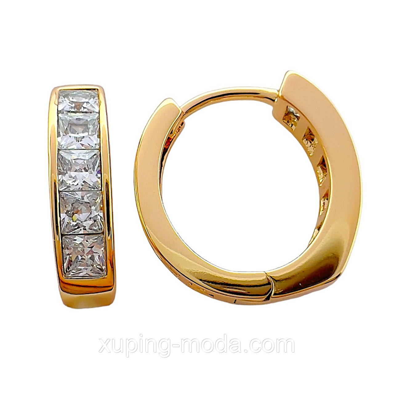 Сережки сучасні xuping. 20x4 мм. 18 к