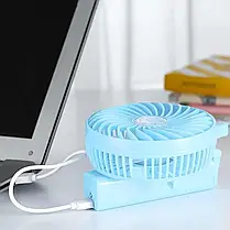 Портативний ручний або настільний міні вентилятор з USB зарядкою Mini Fan зелений, фото 3