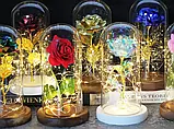 Троянда в колбі з підсвічуванням Forever Rose, Світлодіодні миготливі квіти в склі, Стабілізована троянда, фото 2
