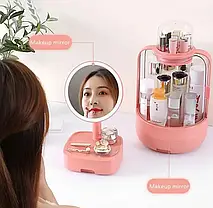 Набір для макіяжу 2в1 (LED дзеркало/Органайзер для косметики) Pink, Підставка для зберігання косметики, фото 4