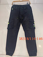 Детские джинсовые брюки джоггеры для мальчиков на флисе Seagull оптом 116--146см
