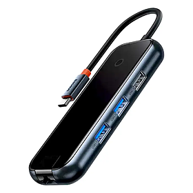 Хаб Baseus AcmeJoy 5-Port Type-C HUB to USB3.0*2+USB2.0*1+Type-C PD&Data *1+RJ45*1 WKJZ010113 Dark Grey