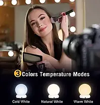 LED лампочки 10 шт. для гримерного дзеркала Vanity Mirror Lights (3 режими), Підсвічування на дзеркало для макіяжу, фото 6