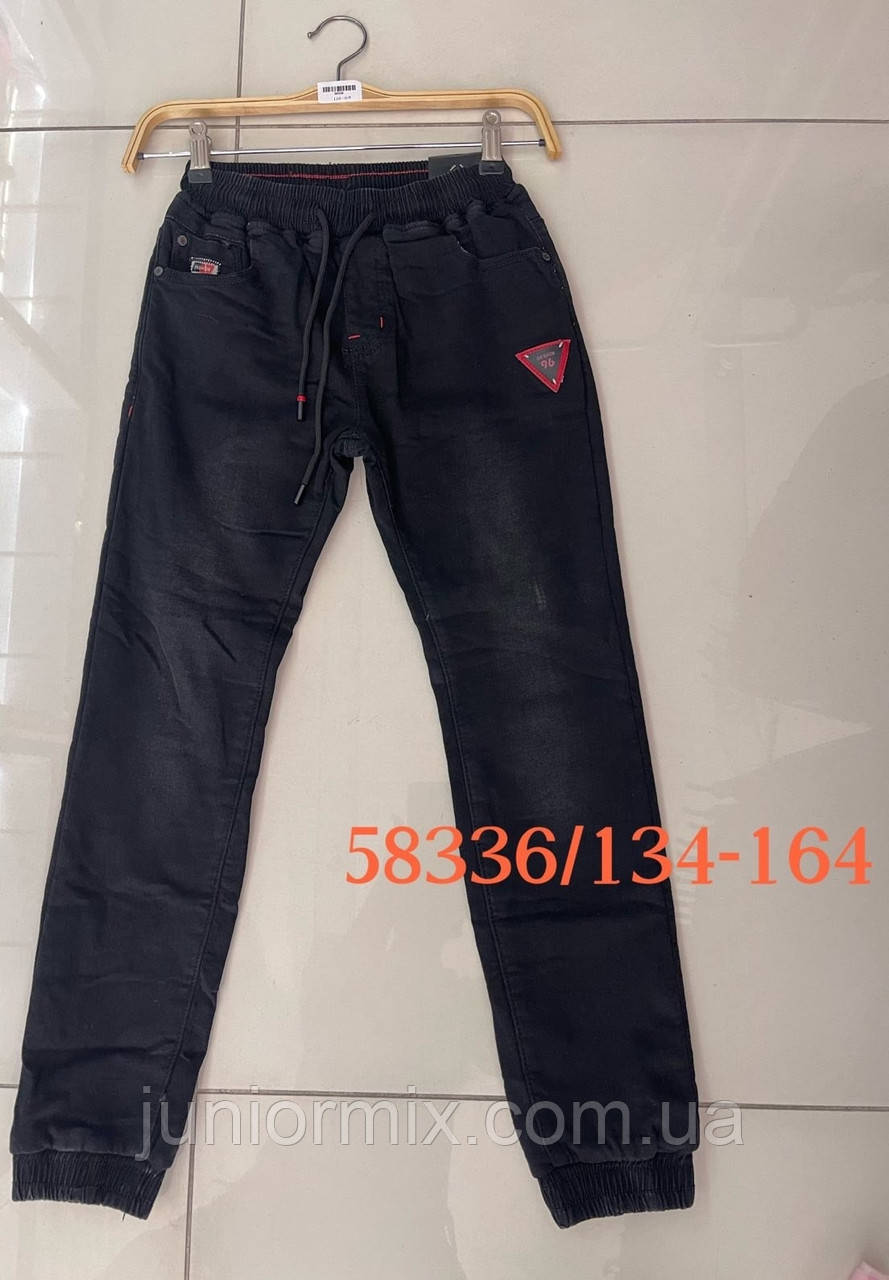 Підліткові теплі чорні джинсові штани джогери для хлопчиків Seagull