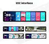 Дзеркало відеореєстратор Android 12 inch touch screen, Android 8.1, 2GB+32GB 4G, Автореєстратор, фото 3