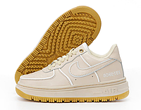 Кроссовки женские зимние Nike Air Force 1 Luxe GORE-TEX бежевые, Найк Аир Форс термо, код KD-14468