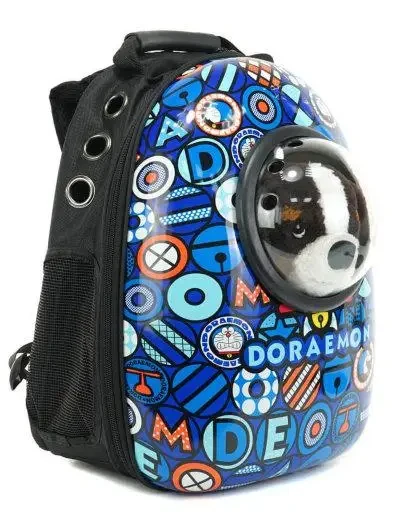Рюкзак для перенесення тварин з ілюмінатором CosmoPet для кішок і собак Синій (Doraemon)