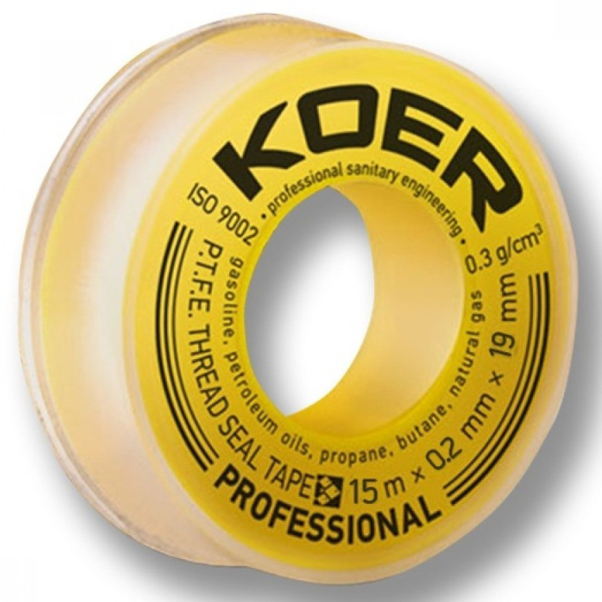 Фум стрічка для газу KOER STP-12 19x0.2 мм 15 м KR2811, фото 1