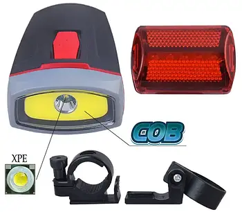 Велонабір (ліхтар передній і задній) XBalog BL-808 5W COB + 5 LED чорний