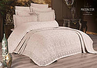 Эксклюзивный Евро Набор постельного белья с Жаккардовым покрывалом Сатин /Бамбук Maison D'or Mirabella Stone