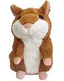Хом'як, що розмовляє, ТЕМНО-КОРИЧНЕВИЙ Kronos Toys, Хом'як-повторюшка, Дитяча інтерактивна м'яка іграшка, фото 2