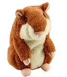 Хом'як, що розмовляє, ТЕМНО-КОРИЧНЕВИЙ Kronos Toys, Хом'як-повторюшка, Дитяча інтерактивна м'яка іграшка, фото 5