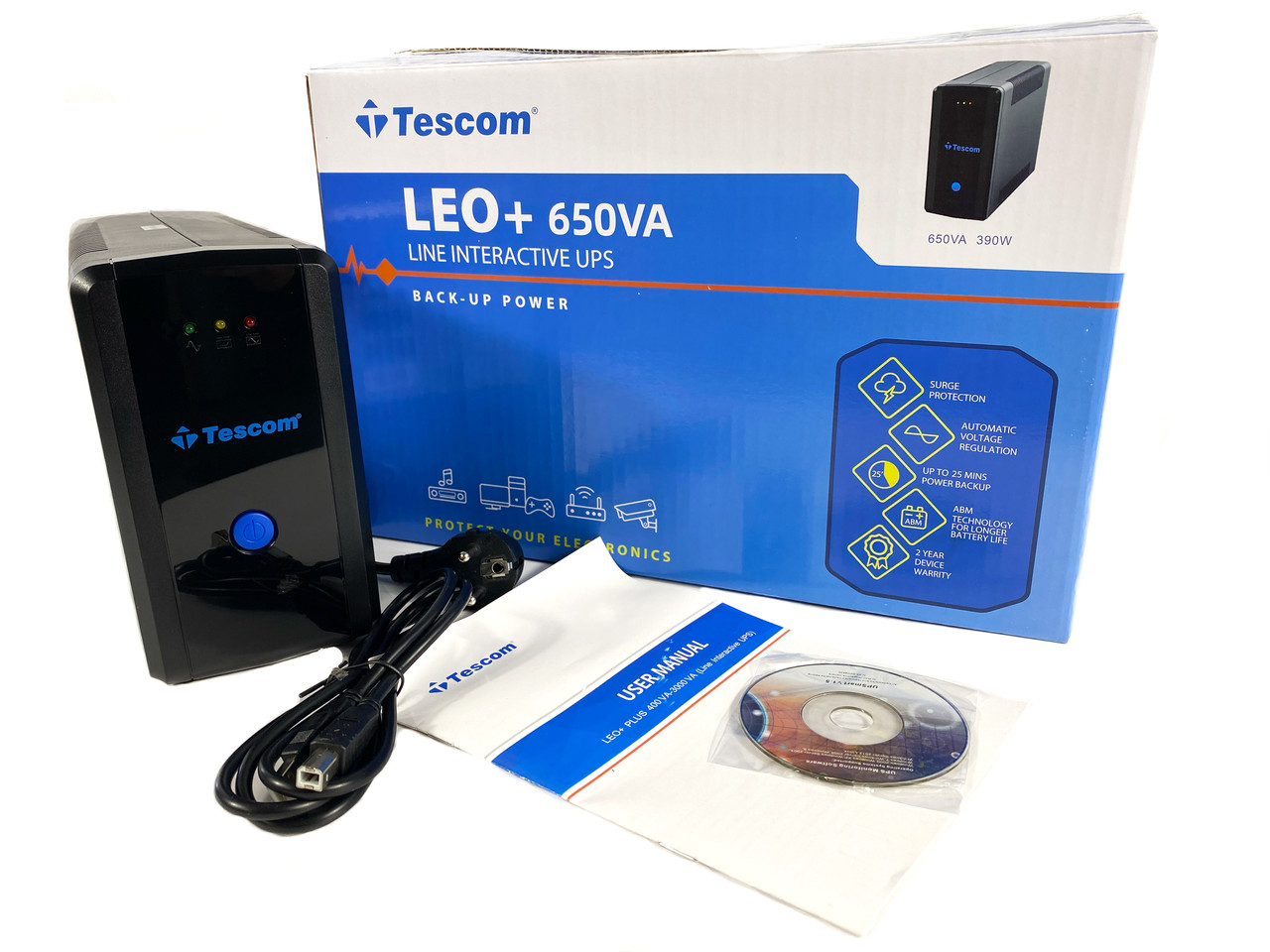 ДБЖ Джерело безперебійного живлення, пбж, безперебійник Tescom Leo II Pro LCD 650VA, USB, фото 1