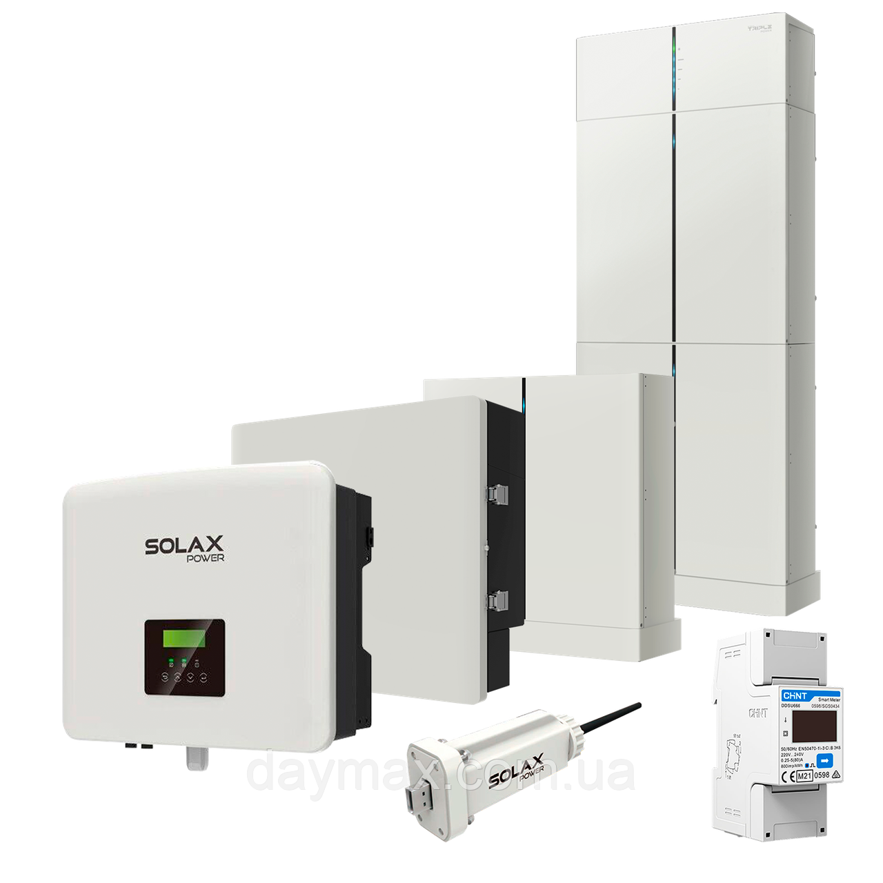 Комплект Solax 6.3: Однофазний гібридний інвертор на 7,5 кВт із АКБ на 9,3 кВт*год, фото 1