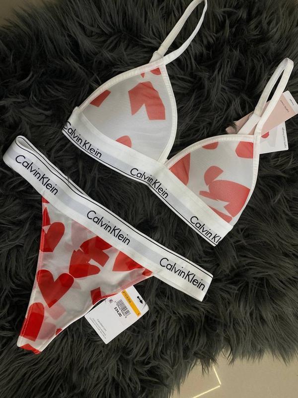 Набір Calvin Klein Lightly Lined Triangle з сердечками червоні