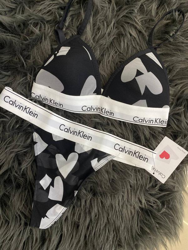 Набір Calvin Klein Lightly Lined Triangle з сердечками чорні