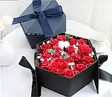 Подарунковий набір мила з троянд у ЧОРНІЙ коробці | Подарунковий набір мильних кольорів, фото 2