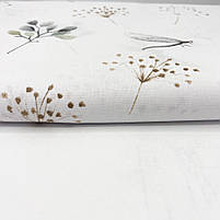 Польська бязь "Стрикози бежеві, зелені з гілками", фото 2