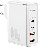 Мережевий зарядний пристрій Baseus GaN2 Pro 2C+2U 100 W with Type-C to Type-C 1m white (CCGAN2P-L02), фото 2