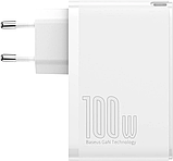 Мережевий зарядний пристрій Baseus GaN2 Pro 2C+2U 100 W with Type-C to Type-C 1m white (CCGAN2P-L02), фото 3