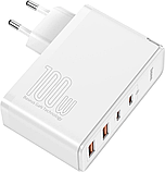 Мережевий зарядний пристрій Baseus GaN2 Pro 2C+2U 100 W with Type-C to Type-C 1m white (CCGAN2P-L02), фото 6