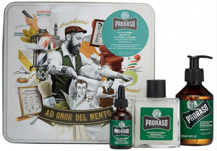 Набір подарунковий для догляду за бородою з 3-х предметів Proraso Beard Kit Refresh