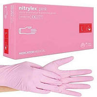 Перчатки нитриловые розовые (3,5 г) Nitrylex Gloves pink L, 100 шт