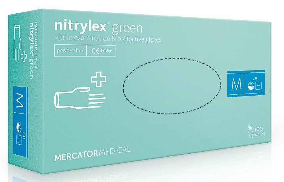 Рукавички нітрілові салатові NITRYLEX (3,5 г)  M 100 шт
