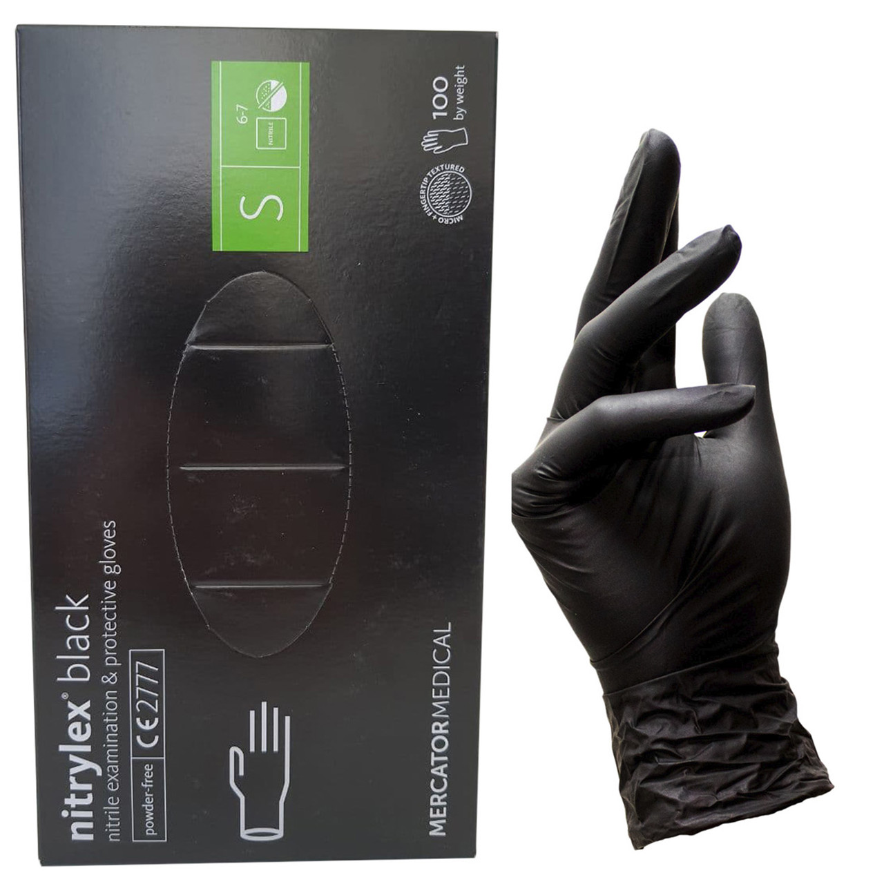 Рукавички нітрилові неопудрені Nitrylex Black розмір S, 100 шт. (4,2 г.)