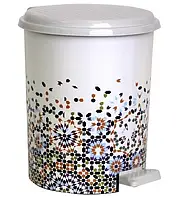 Педальное ведро 17 л Elif Plastik с рисунком Мозаика для утилизации мусора для домашнего использования