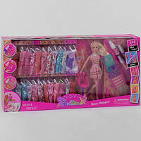 Кукла с нарядами и набором для окрашивания волос (кукла типа Барби, 24 платья) 68033