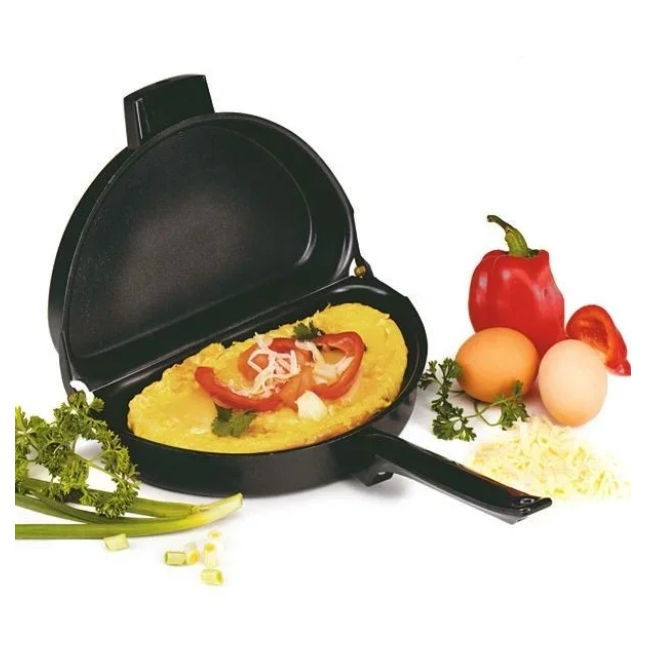 Двойная сковорода Folding Omelette Pan для омлета Black черная универсальная антипригарная - фото 2 - id-p1976786954