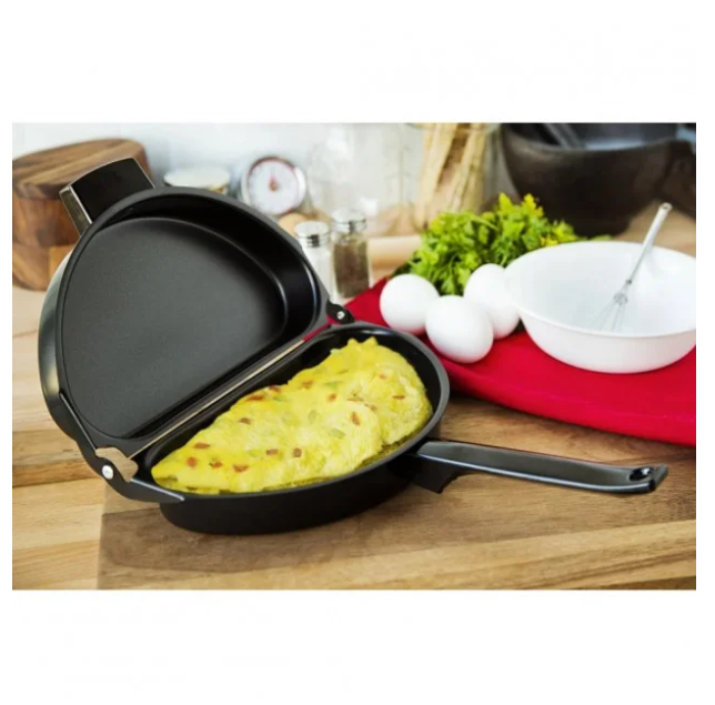 Двойная сковорода Folding Omelette Pan для омлета Black черная универсальная антипригарная - фото 5 - id-p1976786954