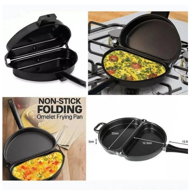 Двойная сковорода Folding Omelette Pan для омлета Black черная универсальная антипригарная - фото 7 - id-p1976786954