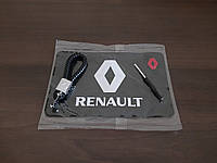 Набор с логотипом Renault Рено, силиконовый коврик на торпеду авто, плетеный кожаный брелок для авто ключей