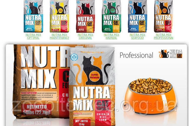Корм для кішок Nutra Mix Cat (Нутра Мікс Кет) Professional на всіх стадіях життя, 9,07 кг