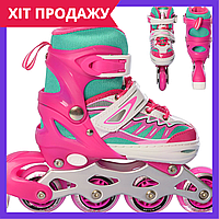 Детские роликовые коньки Profi Roller A 4122-S-P 31 34 размер розовый