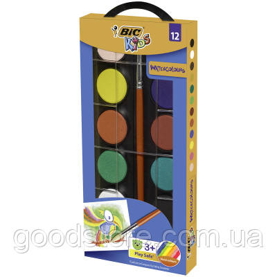 Фарби для малювання Bic акварельні з пензлем, 8 кольорів (bc947708)