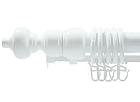 Карниз трубчатый Белый одинарный (толщина 28 мм. с кронштейны, кольца, крючки в комплектации) 2.4